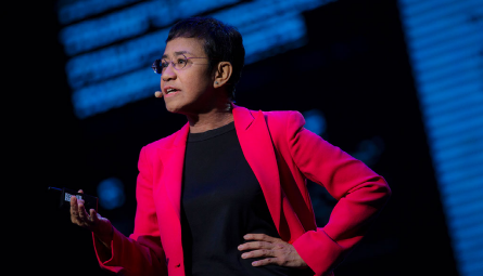 Maria Ressa speaking at an event