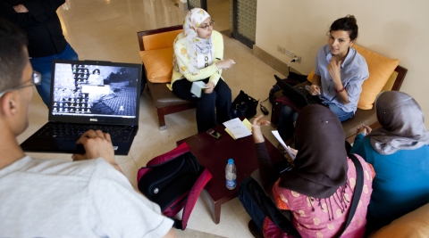 Participants at the IJNet Mentoring Center.