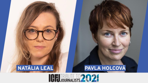 Headshots of 2021 ICFJ Knight Award Winners Natalia Leal and Pavla Holcova