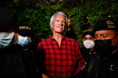 Journalist Jose Ruben Zamora looks into the camera after being arrested in Guatemala City on July 29.