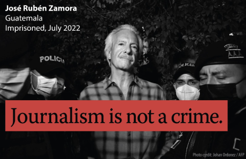 Graphic with text "Journalism is not a crime"
