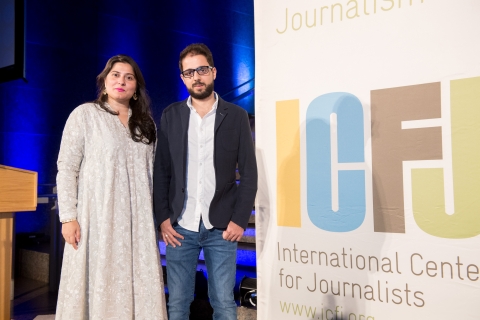 2017 Knight International Journalism Awardees, Sharmeen Obaid-Chinoy and Karam al-Masri 