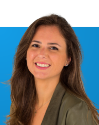 Portrait of Renata Salvini on blue background
