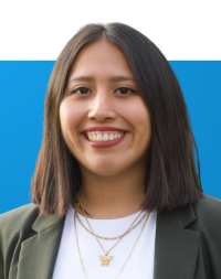 Portrait of Alexandra Susano on a blue background