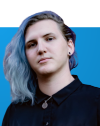 Portrait of Noelle Black on a blue background