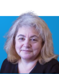 Portrait of Mariya Perchikova on a blue background