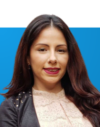 Portrait of Dayana Rivera with a blue background